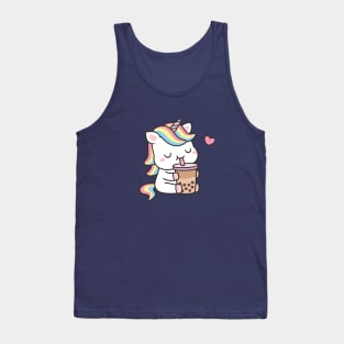 Cute Unicorn Loves Boba Tea Tank Top